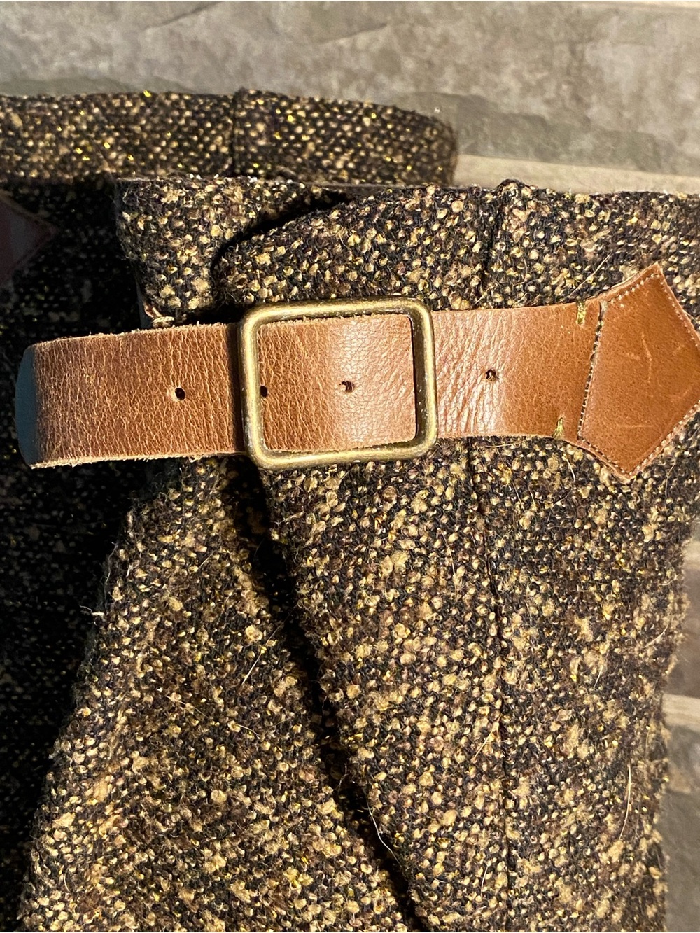 Rare HTF Irregular Choice “Longer Lashes” brown suede/tweed platform boots, US 9 - Picture 7 of 13